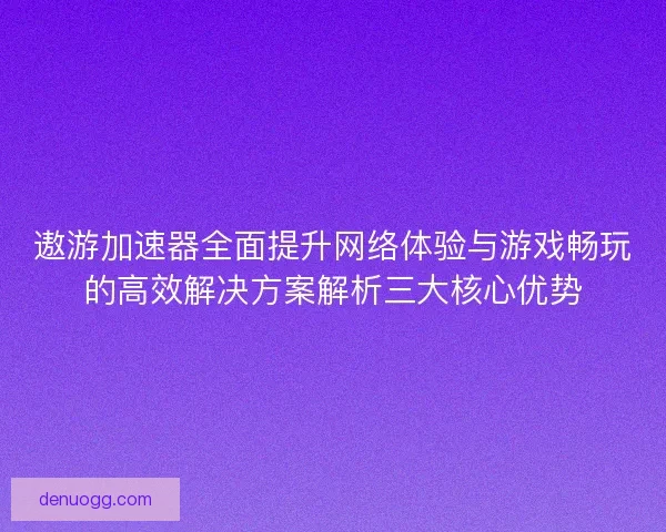 遨游加速器全面提升网络体验与游戏畅玩的高效解决方案解析三大核心优势